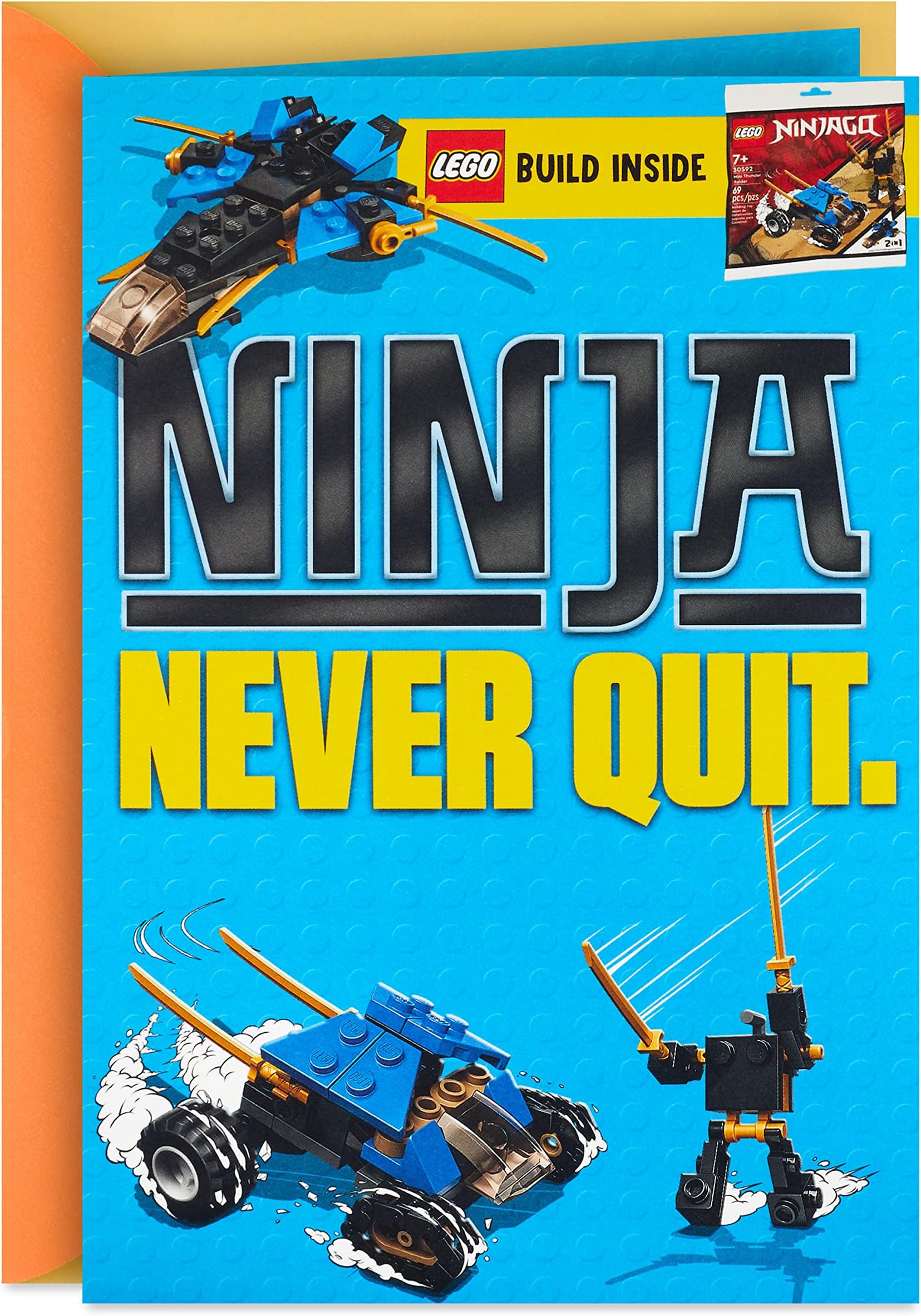 Birthday Card for Kids with Legos (Ninjago Mini Thunder Raider Building Kit, Ages 7 and Up)