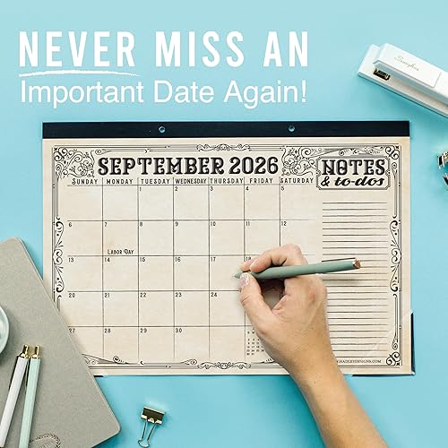Miniatura 8 de Hadley Designs Calendario de escritorio grande 2026-2027, calendarios mensuales de escritorio para profesores 2026-2027, calendario de escritorio