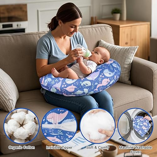 Miniatura 2 de Funda de almohada de lactancia, compatible con almohada de lactancia Boppy, tamaño original, funda de almohada de lactancia materna para bebés niños