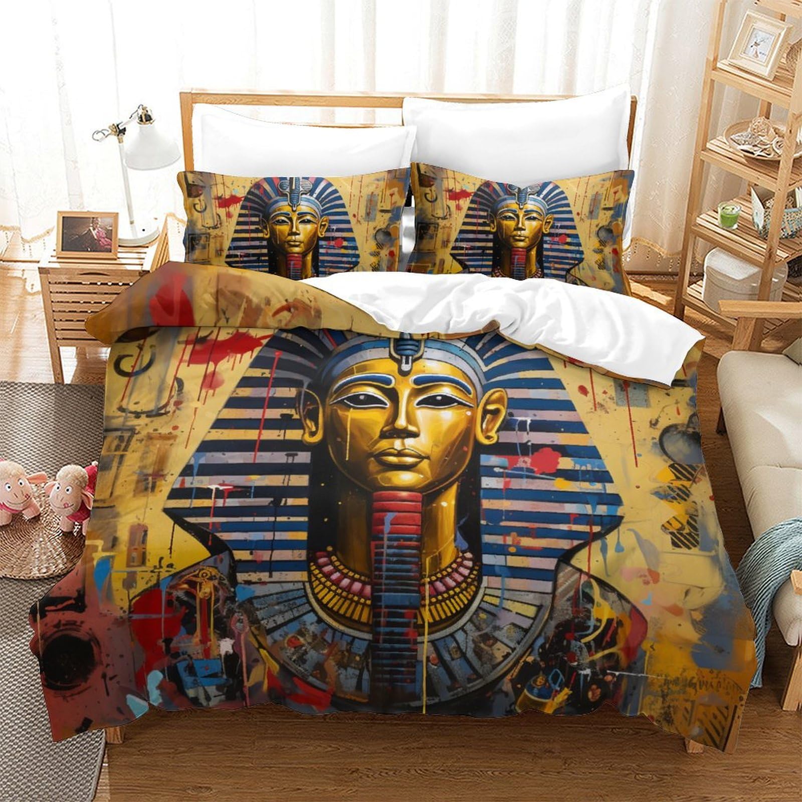 Housse de couette pharaon pour chambre d'enfant parure de lit 3D microfibre King