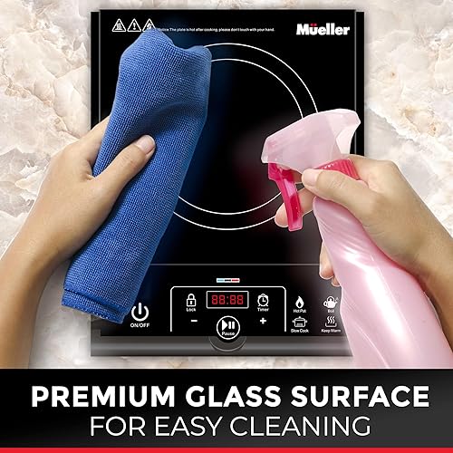 Miniatura 8 de Mueller RapidTherm - Quemador portátil de inducción para encimera de inducción, 1800 W, 8 niveles de temperatura, temporizador, apagado automático,
