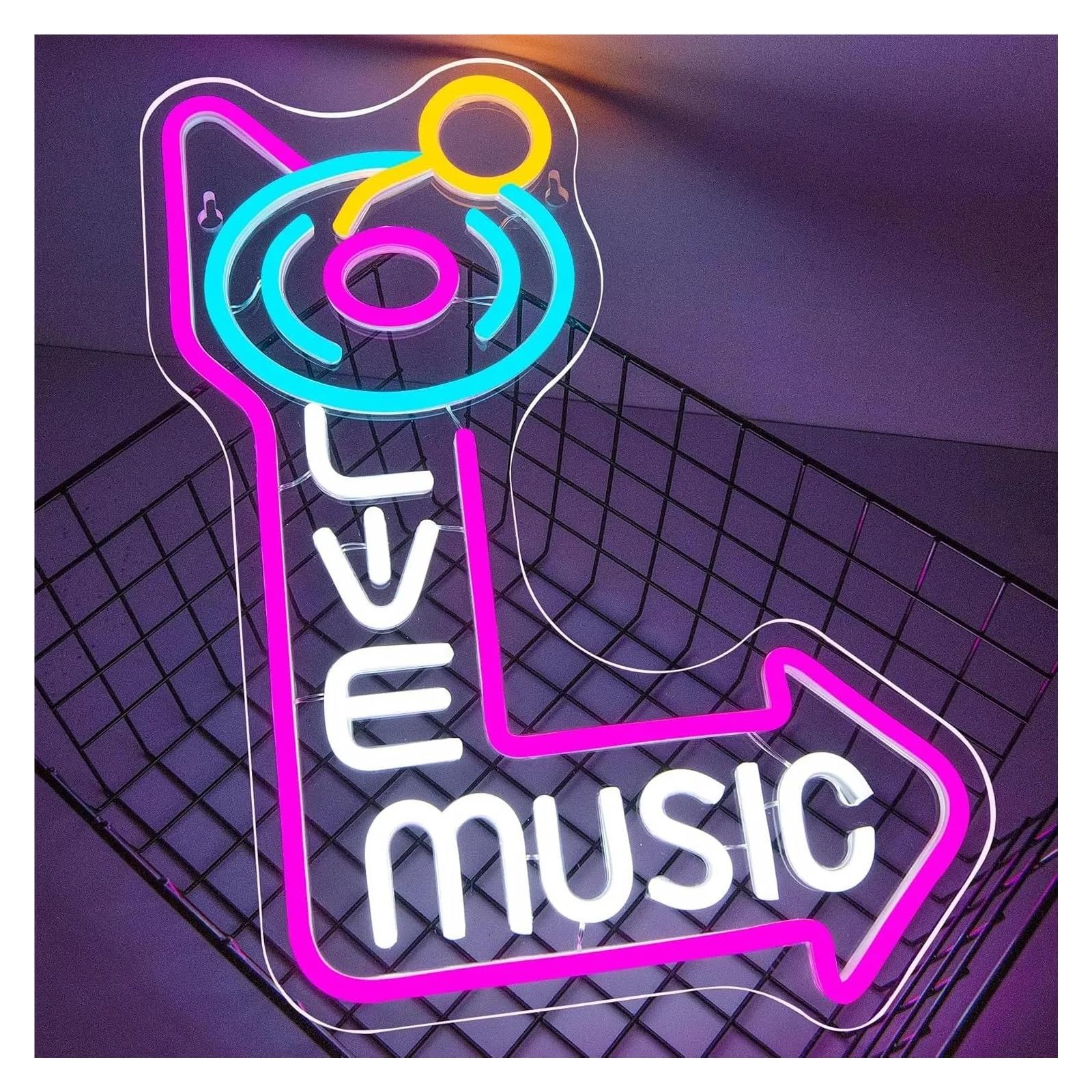 Wiszące neony artystyczne Muzyka Na Żywo Neon Sign LED Record Neon Lights Do Dekoracji Ściennej USB Ściemnialny Do Baru Muzycznego, Stadionu, Klubu Muzycznego Na Żywo, Dekoracji Imprezowych 39x29cm
