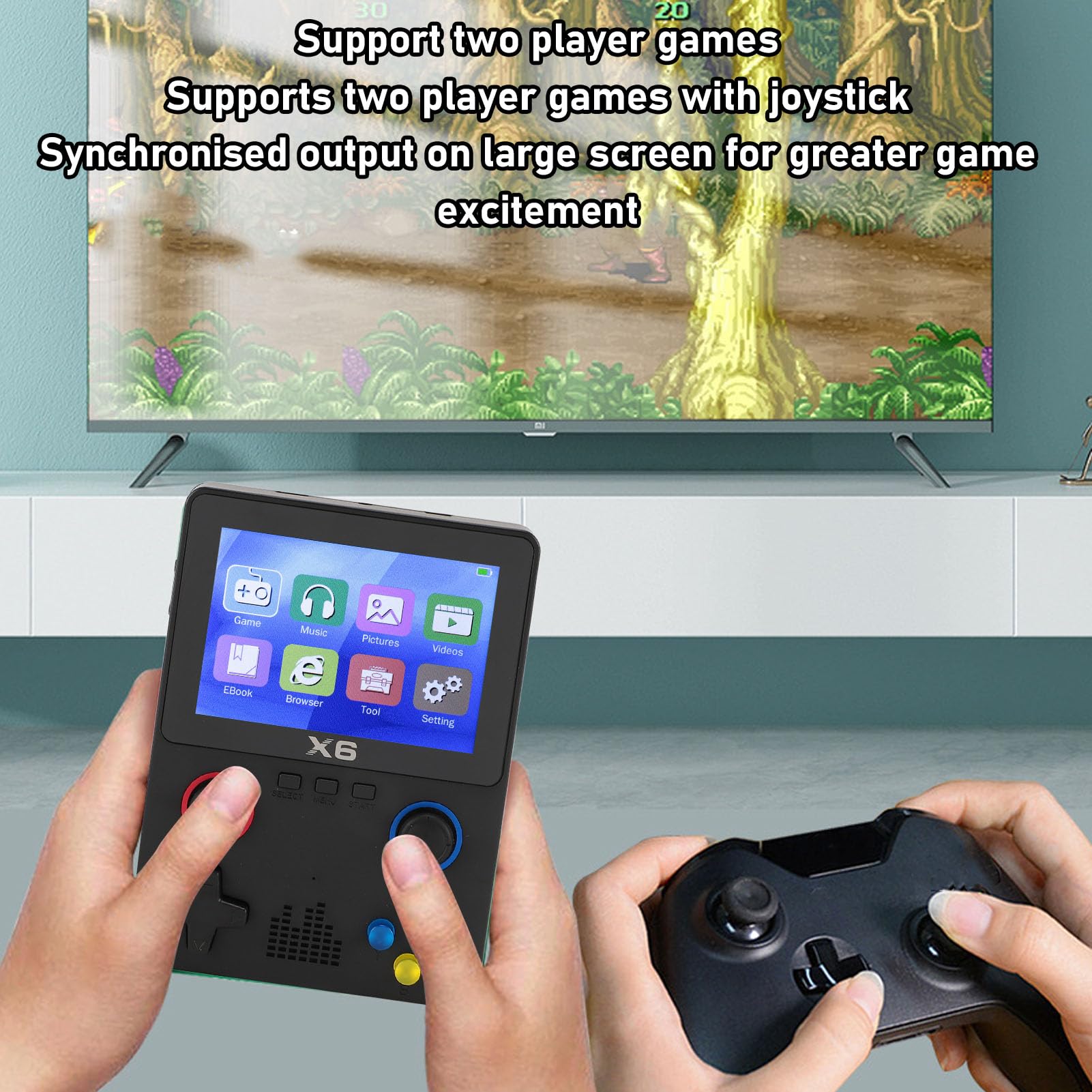 Console di gioco retrò portatile Sustvita con scheda di memoria 32G, console di gioco portatile con 11 emulatori e display IPS da 3,5 pollici (Negro)