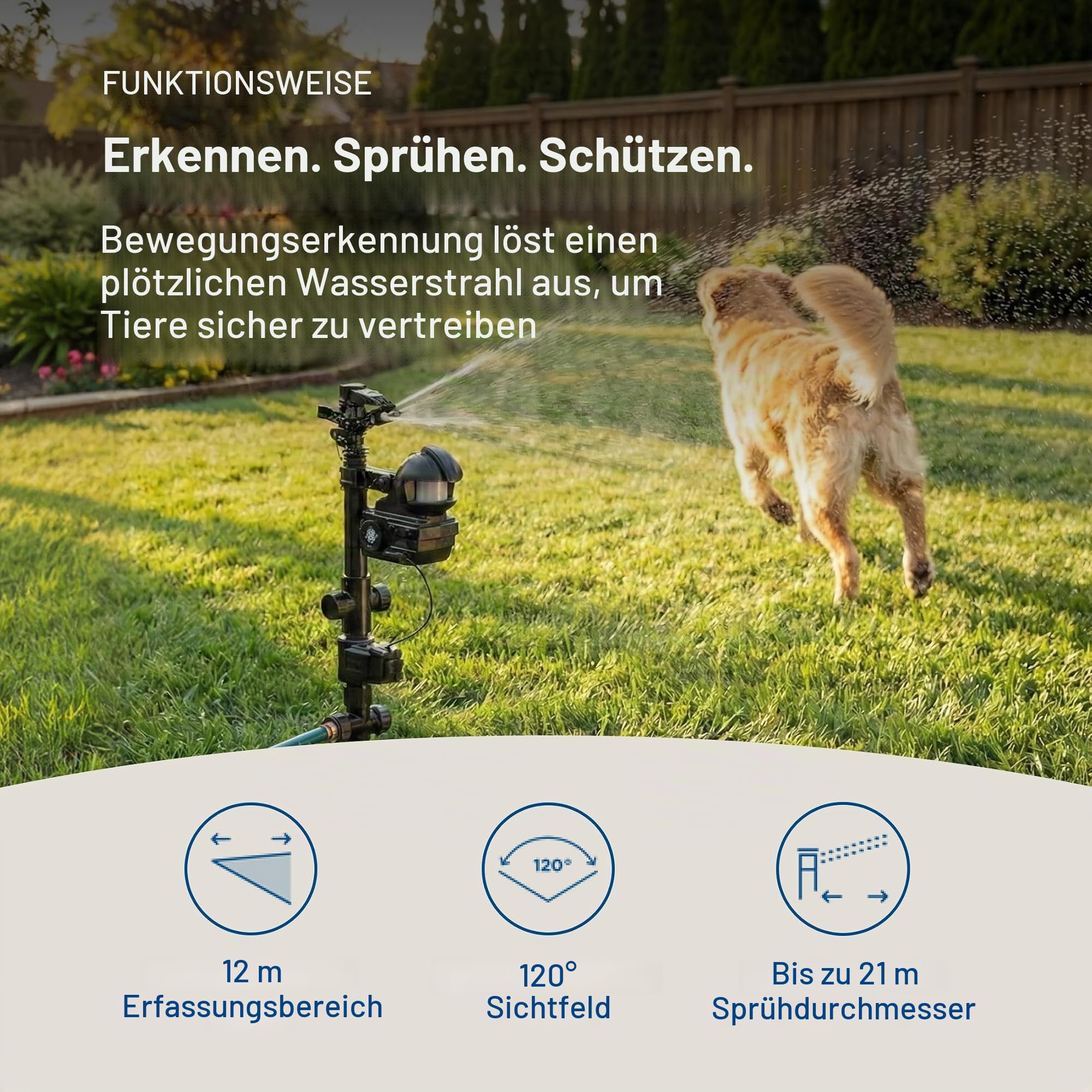 Orbit 62100 Yard Enforcer Bewegungsaktivierter Sprinkler mit Tag- und Nacht-Erkennungsmodi, Schwarz