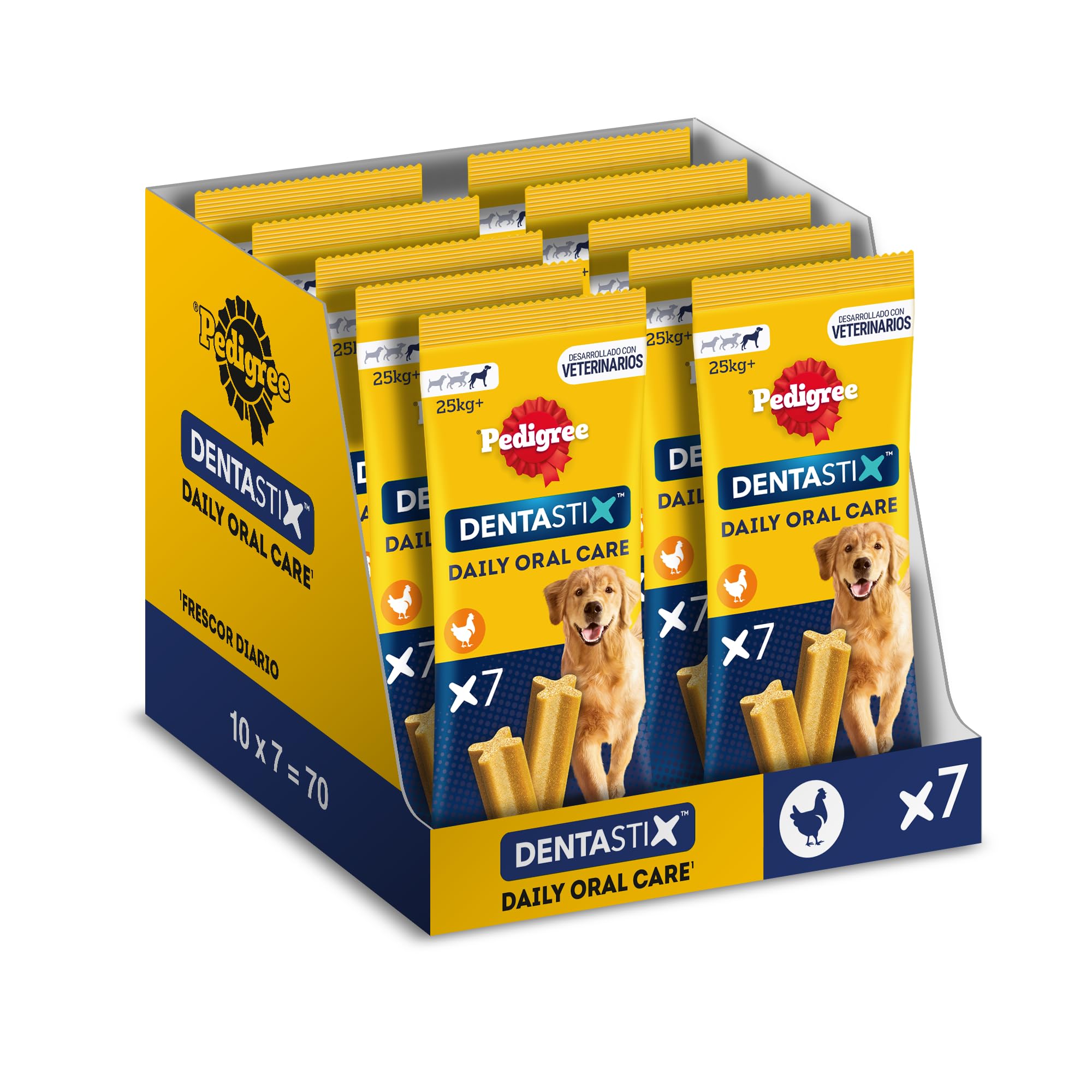 Pedigree Dentastix Mundhygiene für große Hunde, 10 Packungen à 7 Stück
