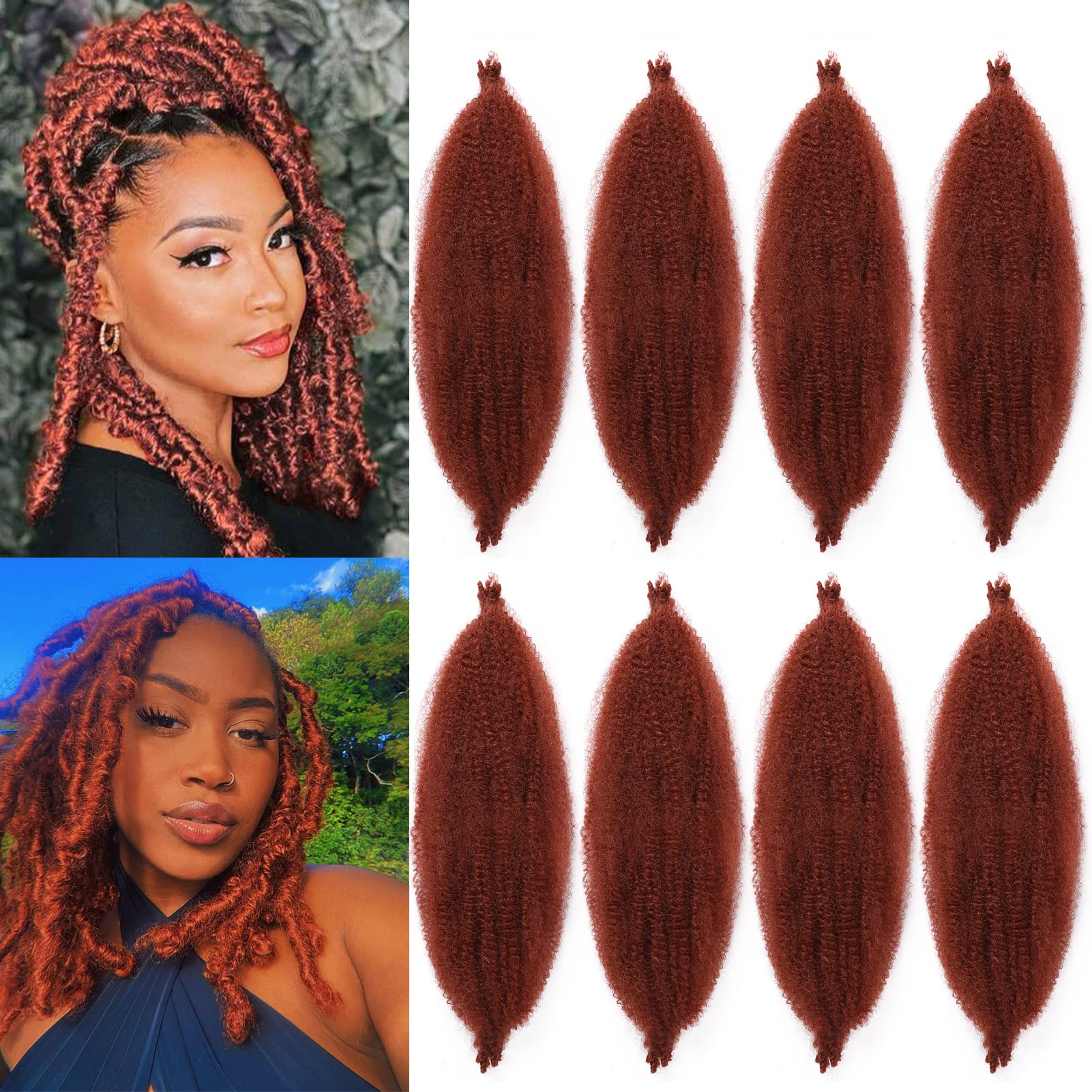 Marley Hair 16 Inch Pre Separated Springy Afro Twist Hair 8 Packs Marley Twist Braiding Hair for Faux Locs Crochet Hair Synthetic Spring Twist Hair Extensions for Black Women(16 Inch,350#)