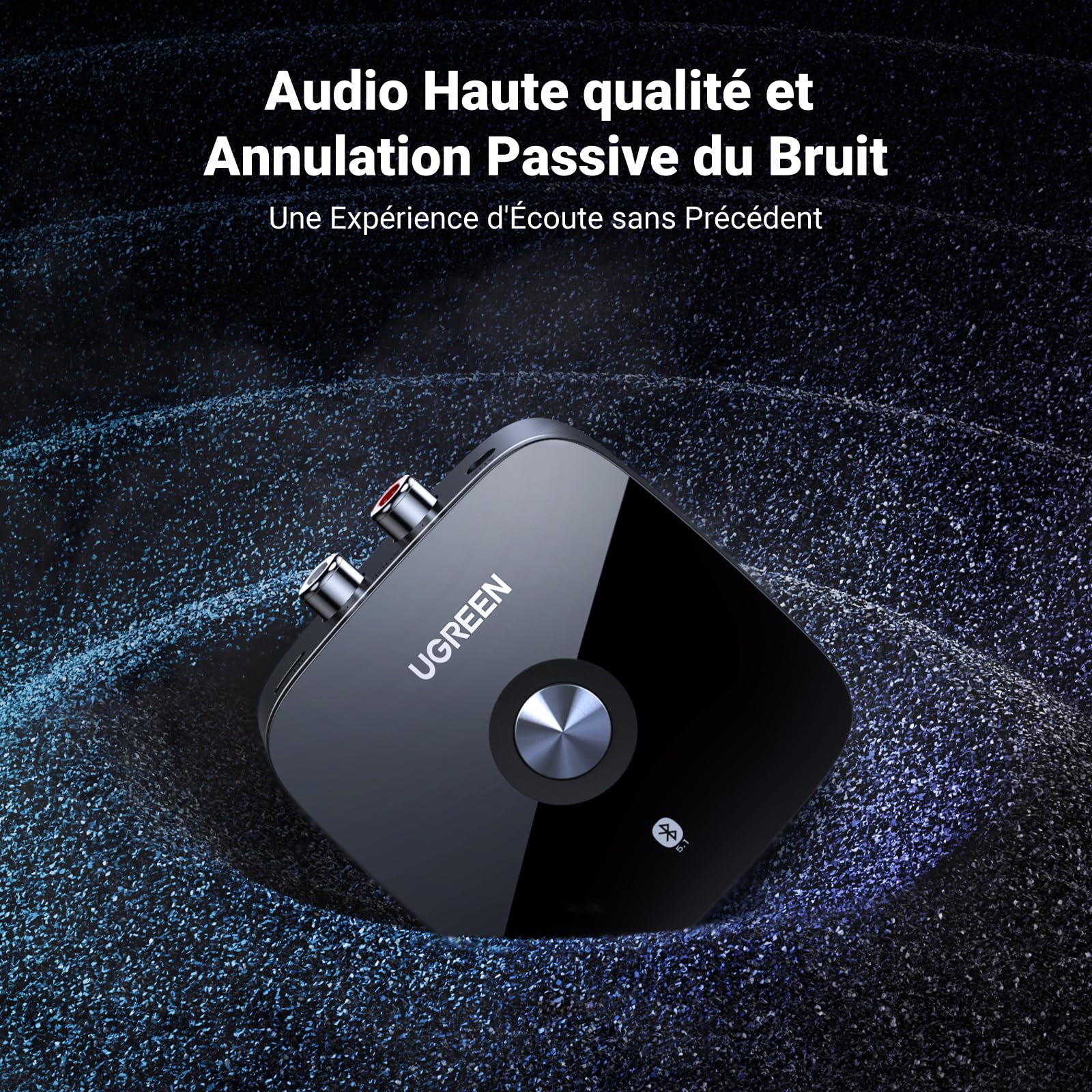 UGREEN Récepteur Bluetooth 5.1 aptX HD Adaptateur Audio Bluetooth aptX pour Chaîne HiFi EDR Technologie avec 2RCA et 3.5mm Double Connexion Haut-Parleur Amplificateur Phone Faible Latence