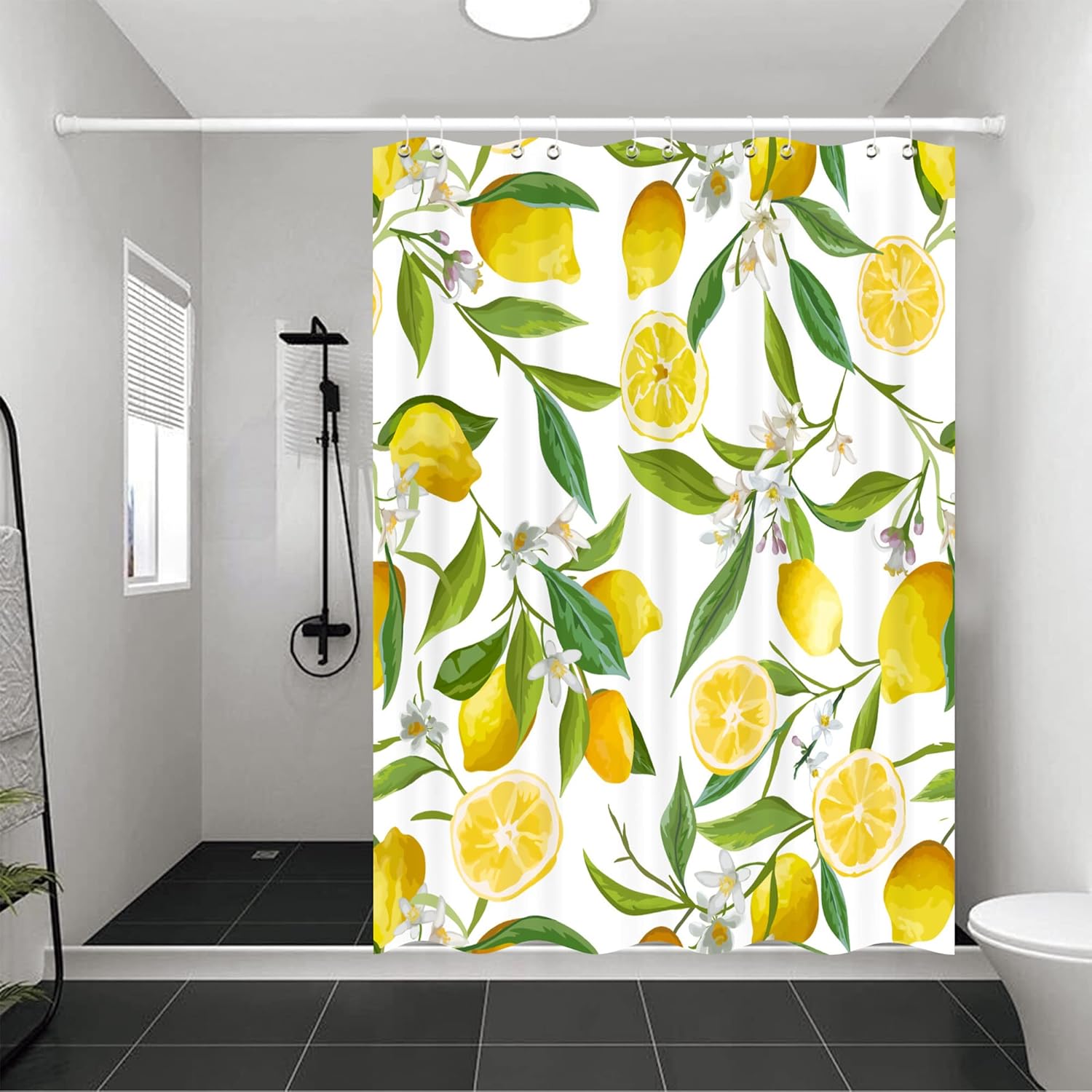 Waterproof Shower Curtain with Lemon, Bathroom Decorations, 71 x 71 Inches
