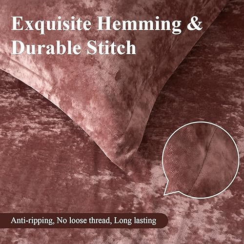 Miniatura 6 de Ivellow Juego de edredón de terciopelo aplastado King, juego de edredón ligero, juego de edredón rosa ultra suave y transpirable, edredón de franela