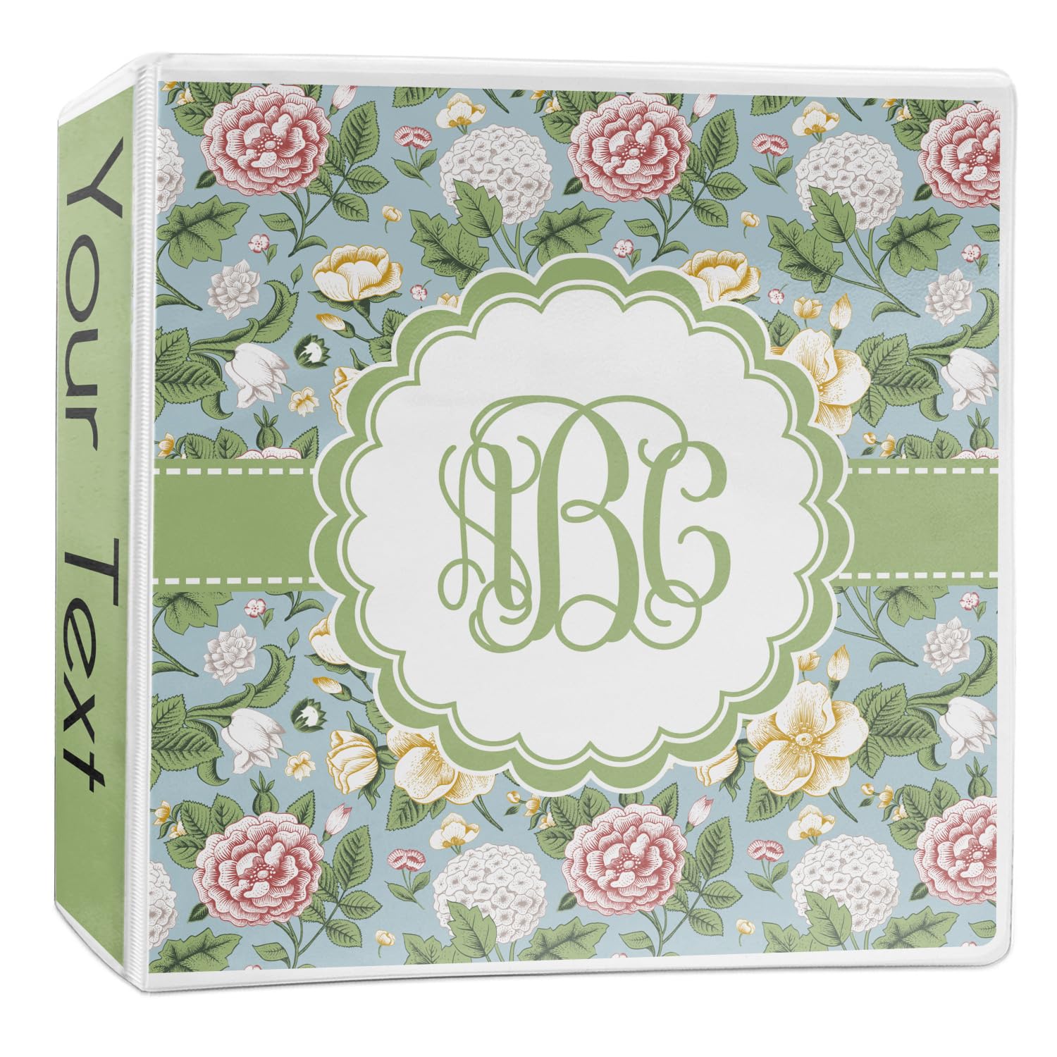 Personalized Vintage Floral 3-Ring Binder - 2 inch Multicolor