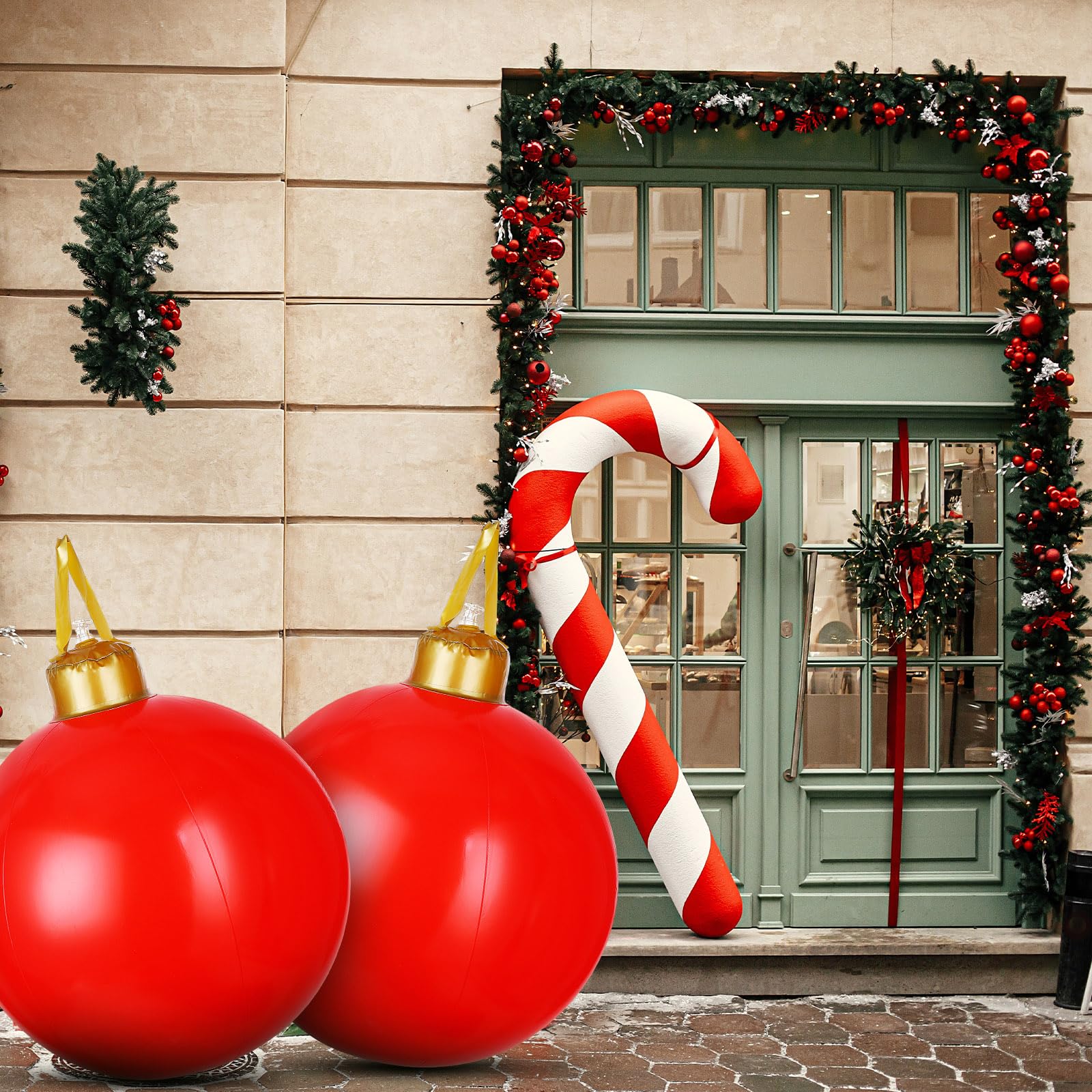 Jetec 2 Pcs 30 Inches Giant Inflatable Christmas Ball Large PVC Balls ...