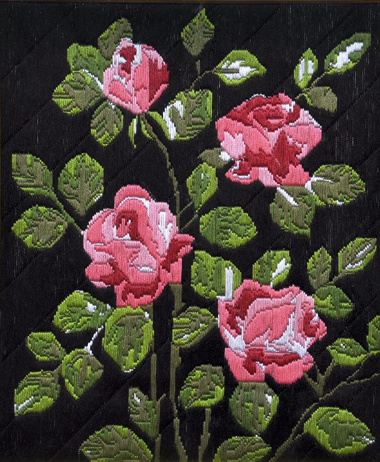 HUNNY-BUNCH Premium Anchor Stitch Kit for Children to Adults Crafters, Long Stitch Kit with Beautiful 21 Cotton Skeins (Art - Aim2000-00053- Blossom Roses)