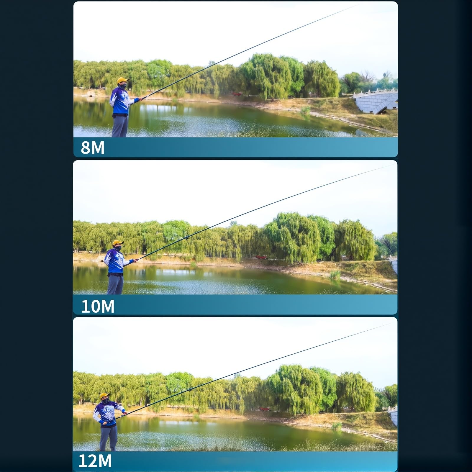 TUJISEK Canne A Peche Telescopique en Fibre De Carbone Ultra-LéGer Et Ultra-Dur 8M-15M Canne A Peche Au Coup Canne à PêChe Chinoise Convient Aux Lacs RéServoirs RivièRes Ruisseaux(8m)