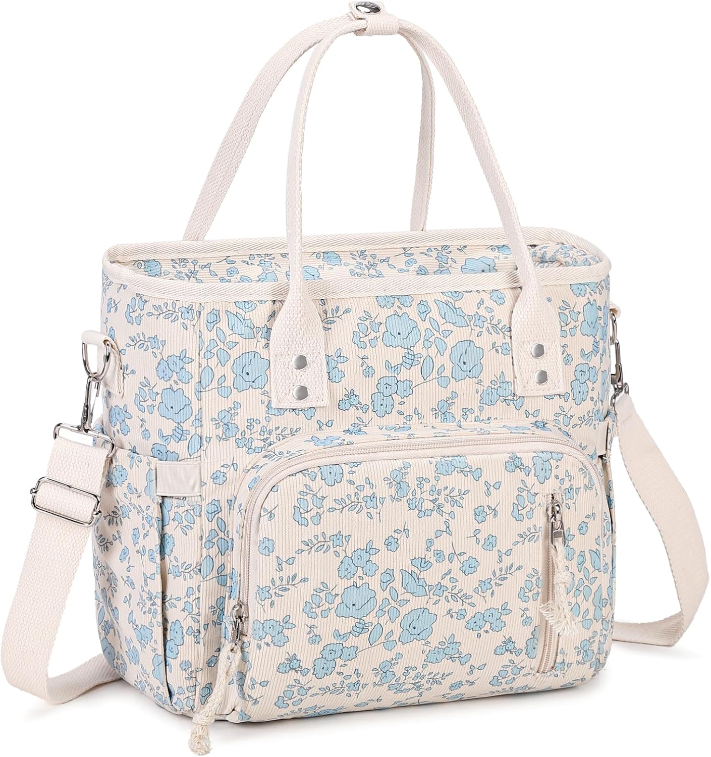Lunch Bag for Women Men - Corduroy Lunch Tote Bag Reusable Insulated Lunch Box Adult Leakproof Portable Large Cooler Tote Bags for Work Picnic or Travel (Pink Strawberry)
