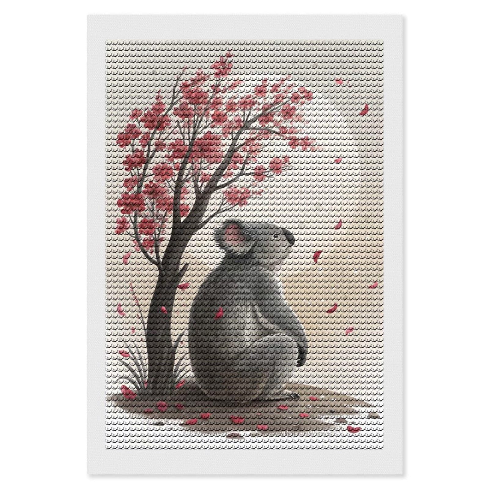 Junmoney Koala Under A Blooming Tree Diamond Painting Canvas Kit 8"x12", Round Gems, Living Room Decor, Seasonal Gift Choice, Modern Decor
