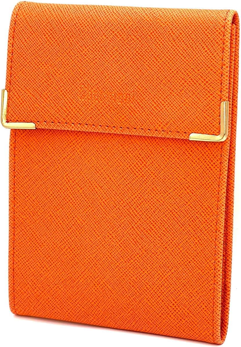 Long Folding Check Holder Check Books Case - Heel to Left - 3 Credit Card Slots - 3 Ply - Compact - Calfskin Leather - 10.5 cm x 14.5 cm, Zsf Orange, Taille unique, Classic