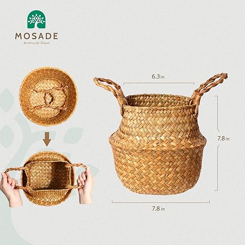 Miniatura 8 de Árbol de olivo artificial de 6 pies de alto con hojas de seda realistas, cesta de hierba marina hecha a mano, plantas falsas grandes de bajo