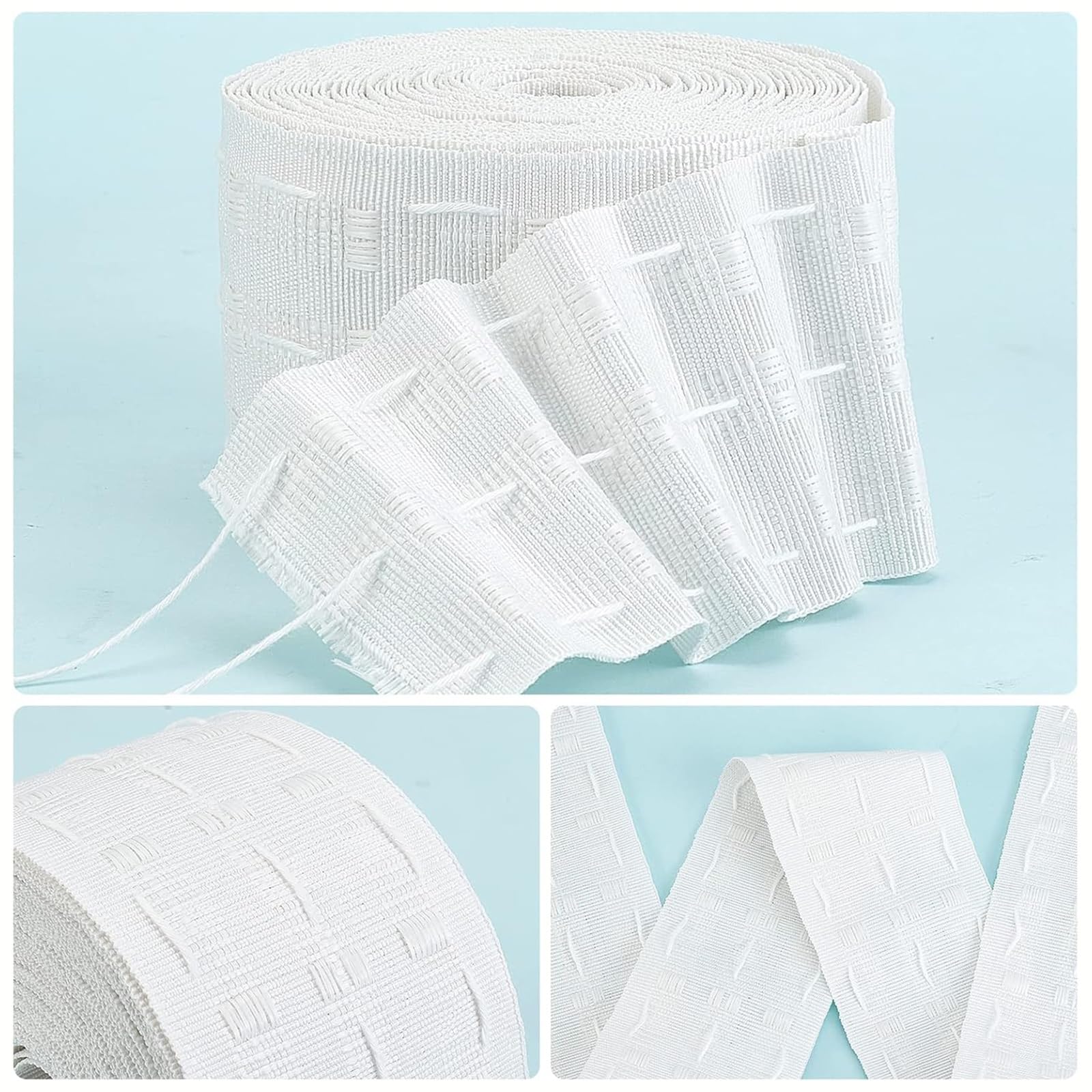 Rufflette pour Rideaux Ruban de Rideau plissé à 3 Lignes, Ruban plissage Blanc for réaliser des projets décoration intérieure(10m)