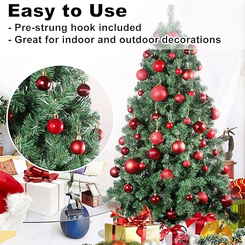 Vista 166 de 18 esferas medianas decorativas navideñas para árbol de Navidad, inastillables, para colgar, color púrpura, 2.5 pulgadas, paquete de 18