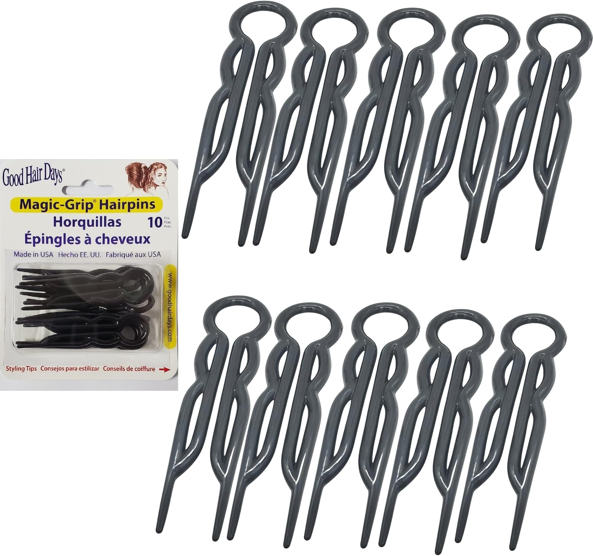 Hair Pins - Plastic, U-shaped Magic Grip Hairpins, Strong Durable Pins For Fine, Thick & Long Hair, Hair Styling Accessories (Black)