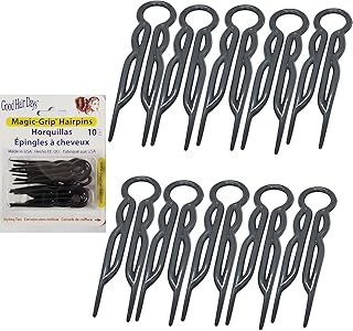 Hair Pins - Plastic, U-shaped Magic Grip Hairpins, Strong Durable Pins For Fine, Thick & Long Hair, Hair Styling Accessories, Set of 10 (Black)