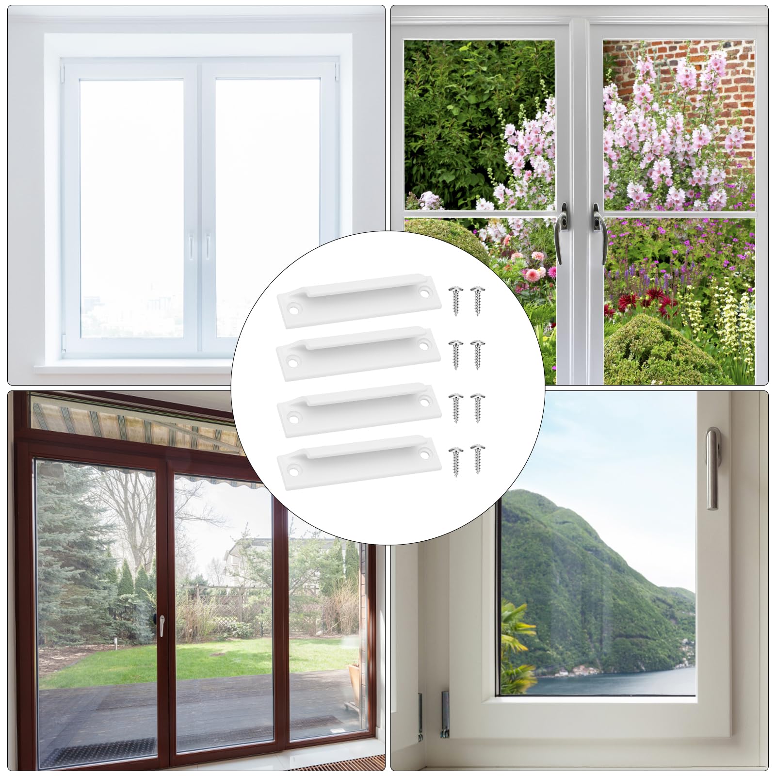APOMOONS 4 pz Maniglia per porta da balcone esterna, porta da terrazza esterna, maniglia in lega di alluminio, set di maniglie versatili e sicure con adatto per finestre