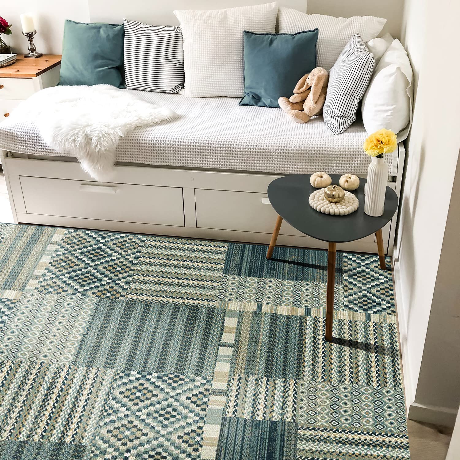 Sapana Carpet-Mats Kashan 3 x 5 Persian Design Carpet Area Rug, Kaleen for Bedroom/Dining//Living Area/Home, Ultra Soft Indoor Modern Non-Slip Rug, 1 Inch Pile Height Carpet KS-20, (90 cm x 150 cm)