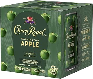 Crown Royal Washington Apple Canadian Whisky Cocktail, 4-Pack (4 X 355Ml), 14 Proof