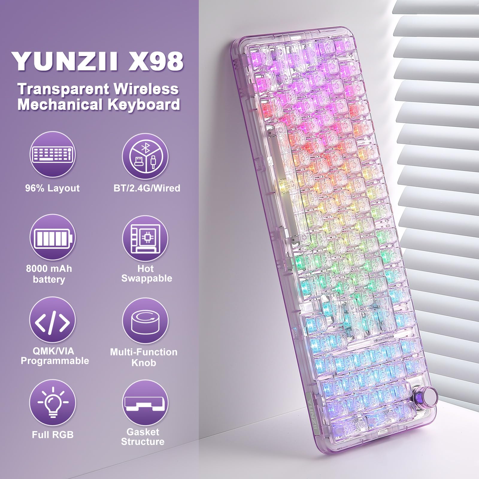 Amazon | YUNZII X98 QMK/VIA対応 ワイヤレス メカニカル ゲーミング