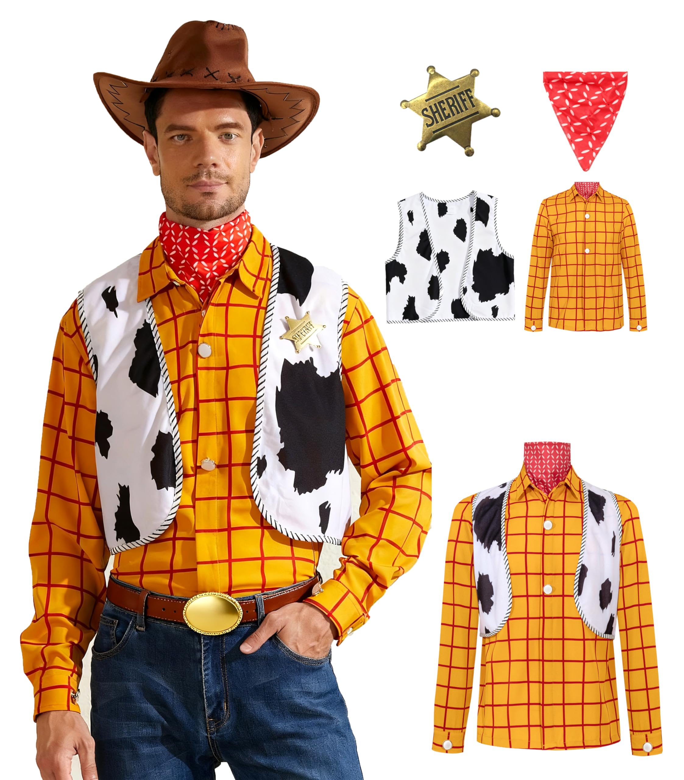 Amazon.com: xianhsuxo Mens Western Cowboy Sheriff Costume Button