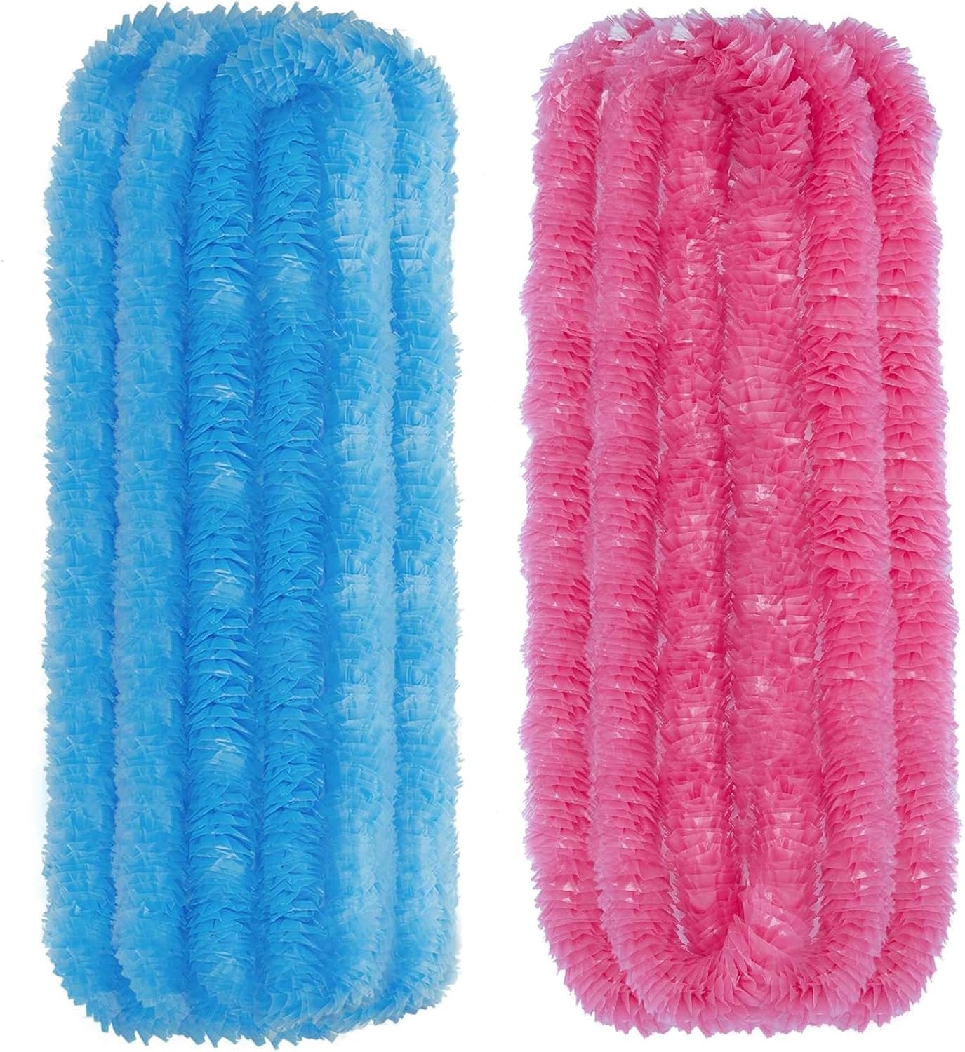 WILLBOND Gender Reveal Leis Bulk Gender Reveal Necklaces Plastic Hawaiian Mardi Gras Decorations for Baby Shower Mardi Gras Party Supplies