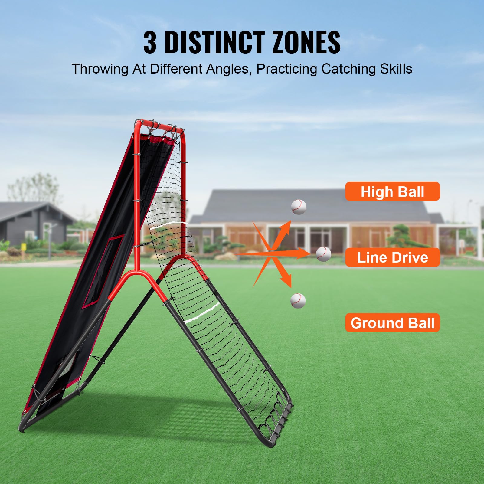 VEVOR Rete da Rimbalzo Baseball Softball 2 in 1, 914 x 1372 mm Switch Hitter Pitch Trainer