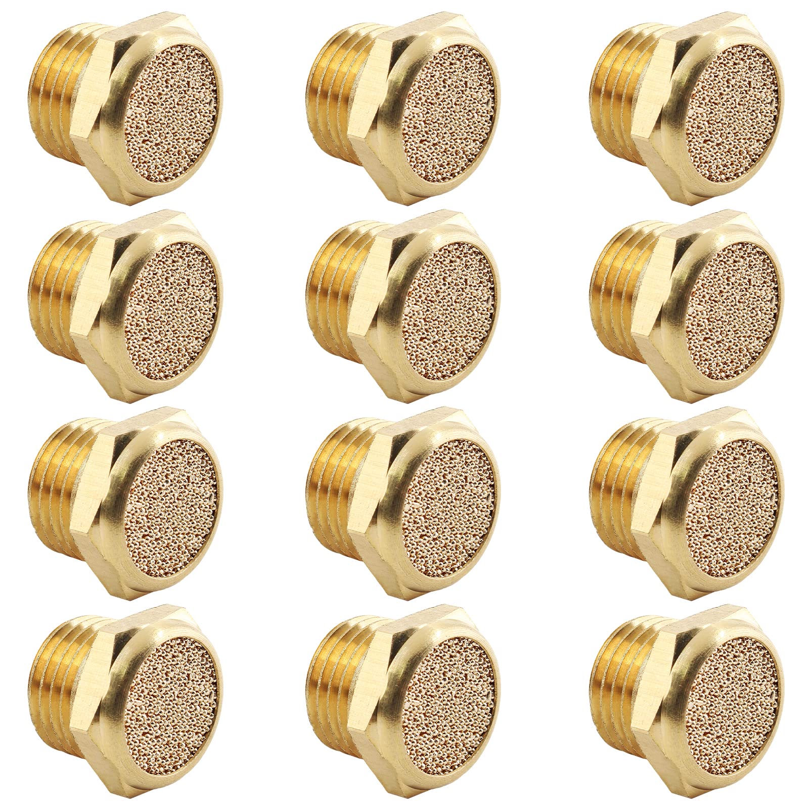 Jiozermi 12 Pcs 1/4 NPT Brass Air Pneumatic Mufflers Silencer — Amazon image 14