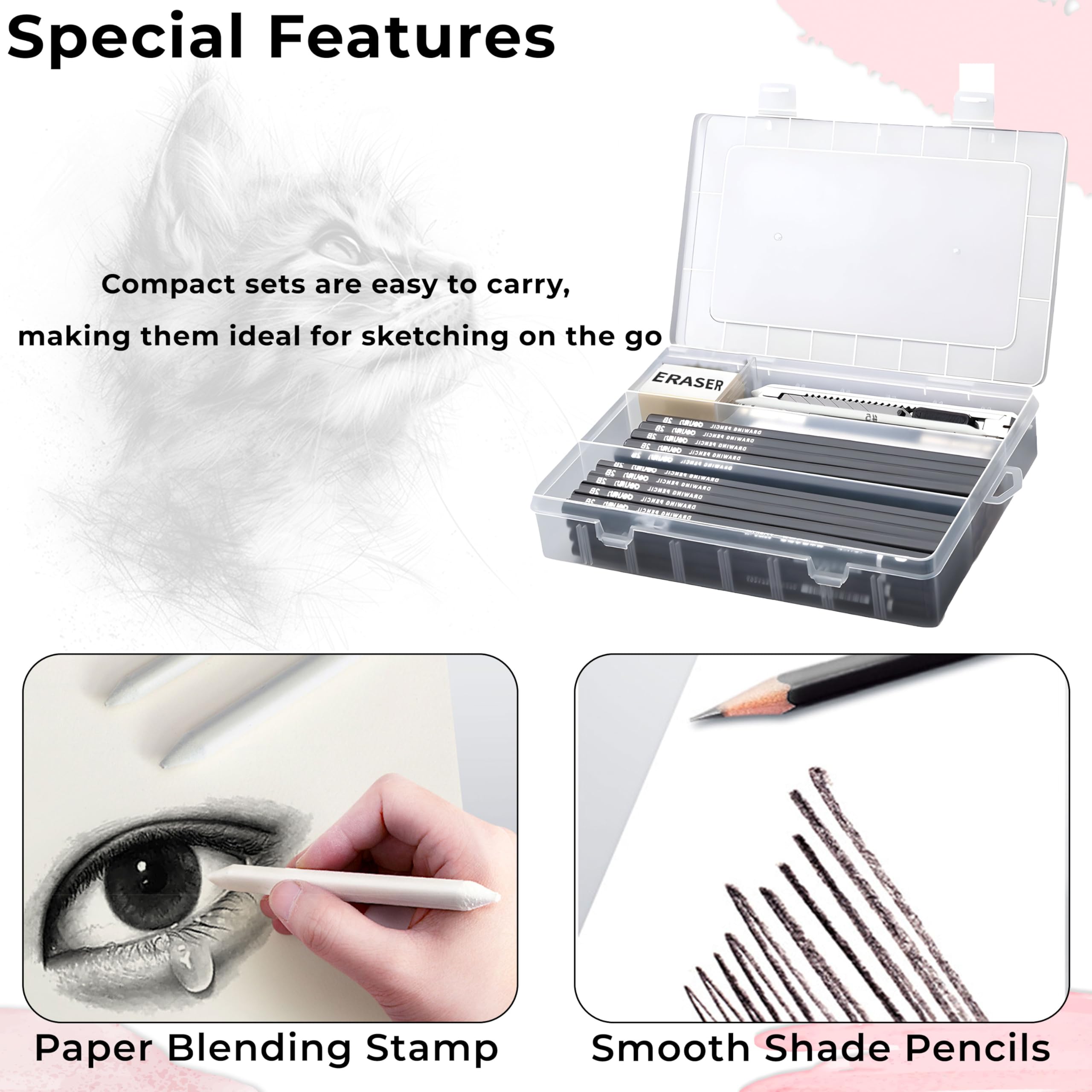 Sketch Pencil Set of 27 Pieces - Drawing Pencil Set and Shading Pencil Set for Artists, Perfect Sketching Kit of Charcol Pencil and Shading Art with Carry Box (MFP1227) 3