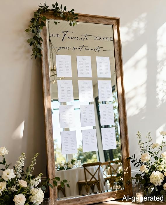 Wedding Seating Chart Decal - Welcome to Our Wedding Mirror Decal, Seating Chart Board Black