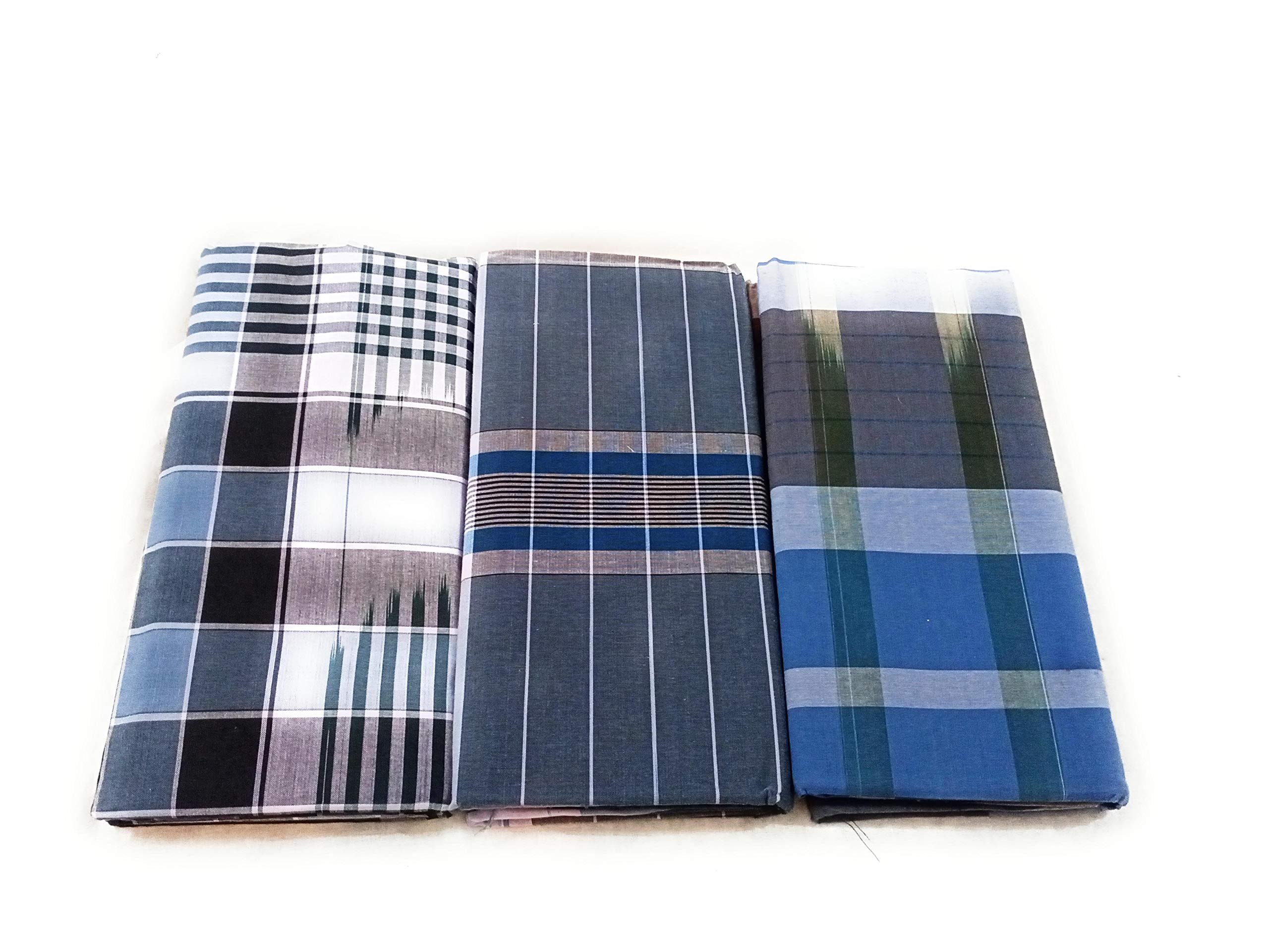 cotton colors SANGU MARK Men's Cotton Lungies - Pack of 3 (Multicolour, Free Size)_ABA1-picture-48