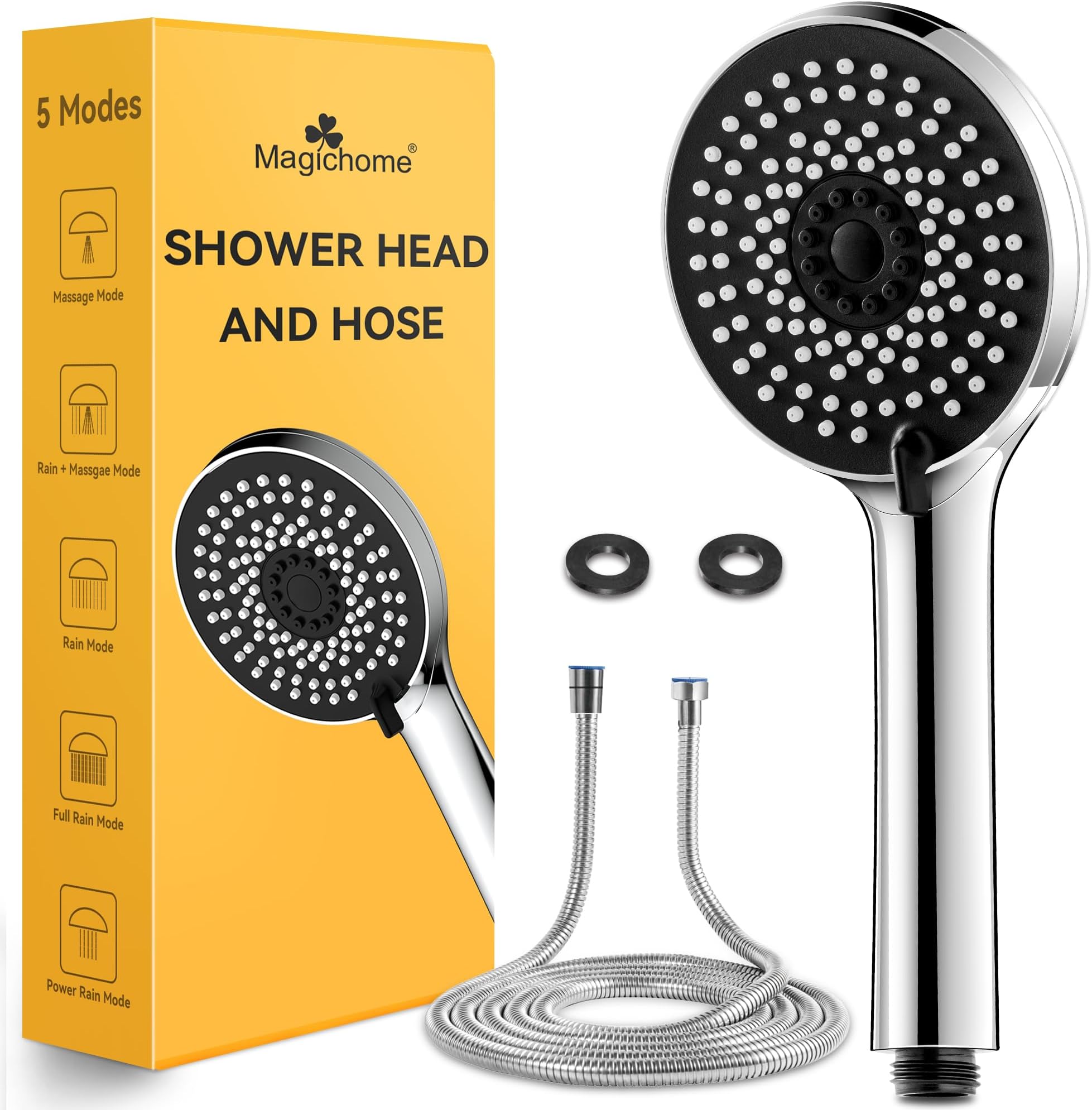 Shower Head and Hose Set 2m Hose 3 Spray Mode Handheld Shower Head