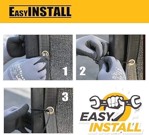 Miniatura 2 de SHADESPEARE Pantalla de privacidad para valla marrón de 5 x 50 pies, con fijaciones y ojales, resistente para jardines, patio, cancha de tenis,