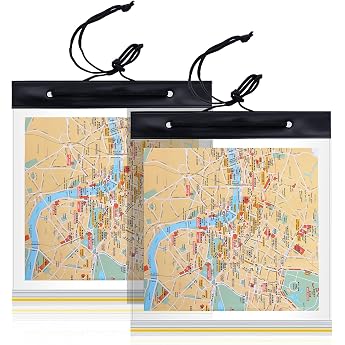 Sumind Waterproof Card Case Transparent Map Cover Camping Cards Bag PVC Hiking Map Holder with Clear Window and Neck Strap fo