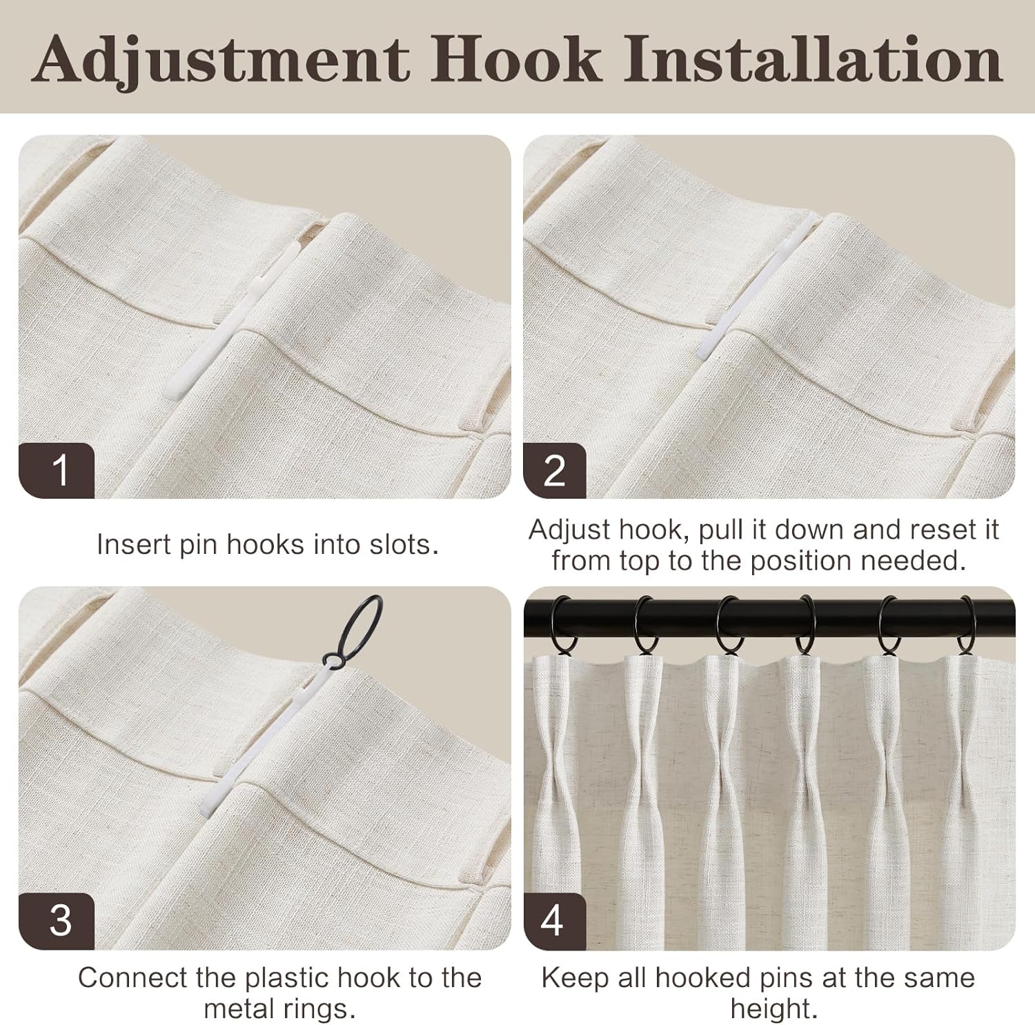 Extra Wide Pinch Pleated Linen Curtains for Living Room Sliding Glass Door, Natural Light Filtering Curtain 84 Inches Long Textured Thick Pleat Semi-Sheer Drapes with Hooks 70 Inch Width, 1 Panel