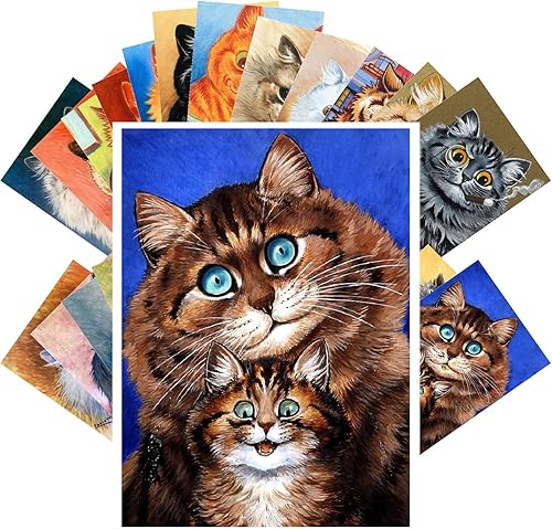 Miniatura 9 de PIXILUV Postales vintage (24 piezas de 4 x 6 pulgadas cada una) Retratos de gatos Van Gogh Noche estrellada Postales vintage Postales de libros