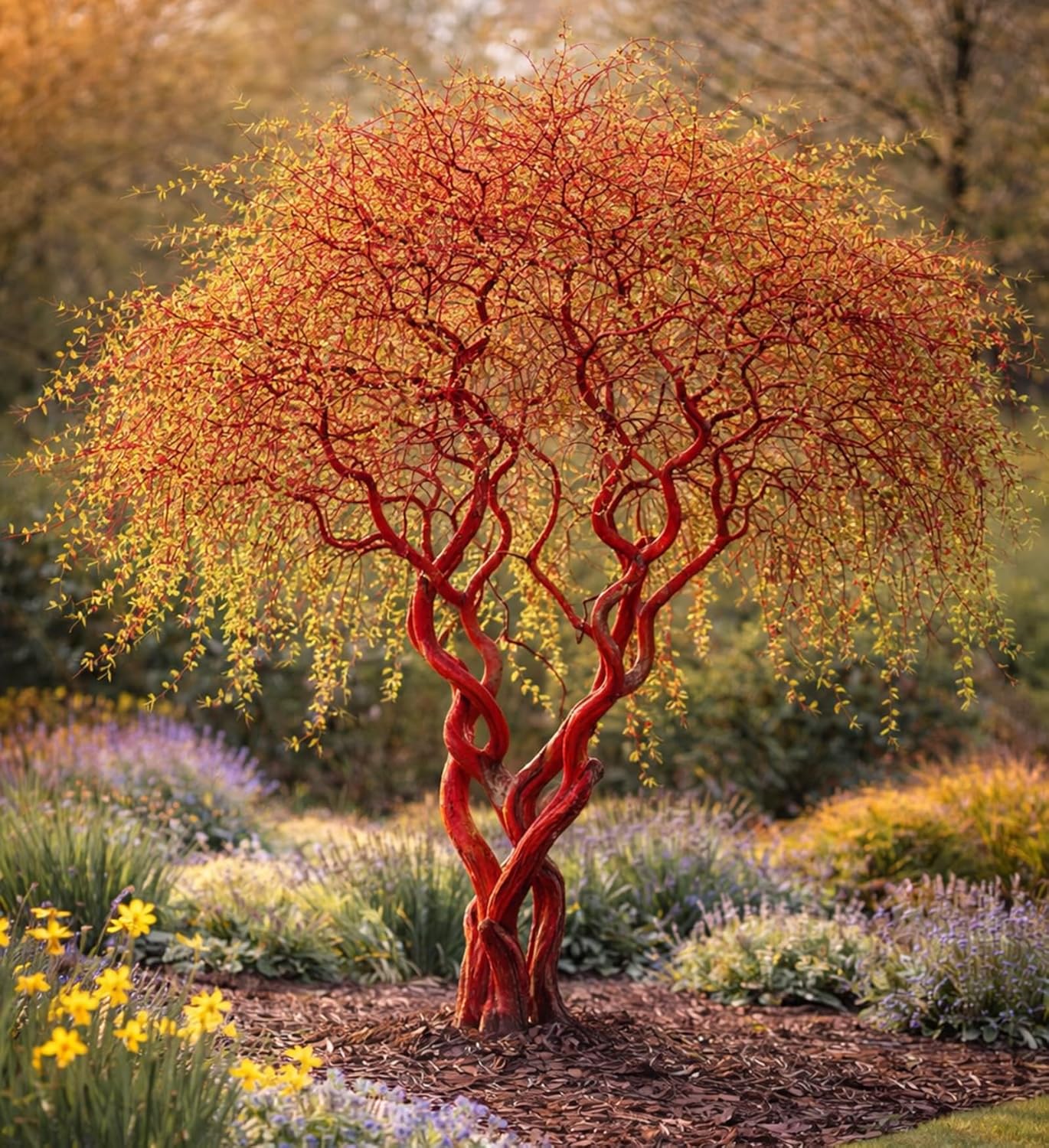 Scarlet Curly Willow Cuttings to Plant - Vibrant Red Corkscrew Willow | Fast Growing Ornamental Tree | Live Dormant Hardwood Starts (10 Cuttings)