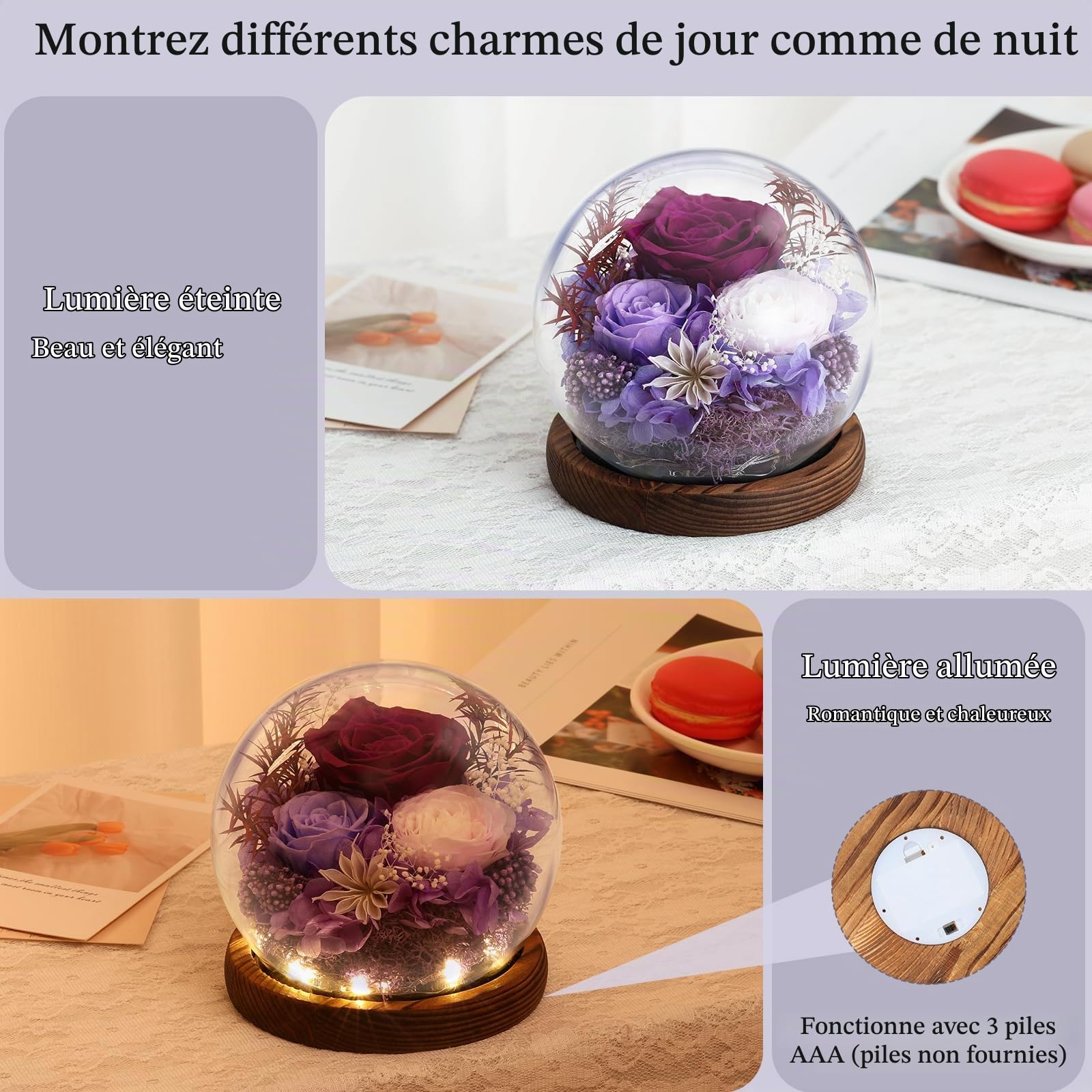 Emibele Cadeaux pour Maman Fleurs Livraison, Cadeaux Anniversaire, Violet