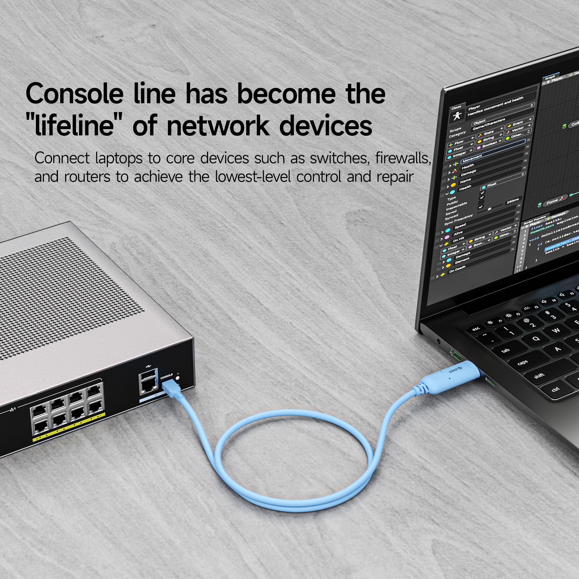 USB tipo A a USB tipo Mini B, cable de consola con chipset FT232 (azul, 6 pies)