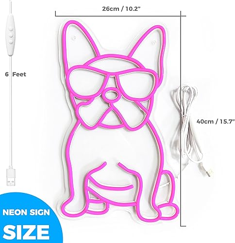 Miniatura 2 de Letrero de neón de Bulldog Francés con gafas LED de luces de neón Fench Bulldog Accesorios Decoración Frenchie Bulldog Francés Regalos