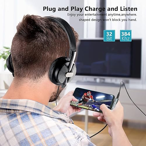 Miniatura 5 de Adaptador y cargador de auriculares de audio USB C a 0.138 in, conector de auriculares USB C 2 en 1 HiFi DAC con adaptador de carga rápida de 27 W
