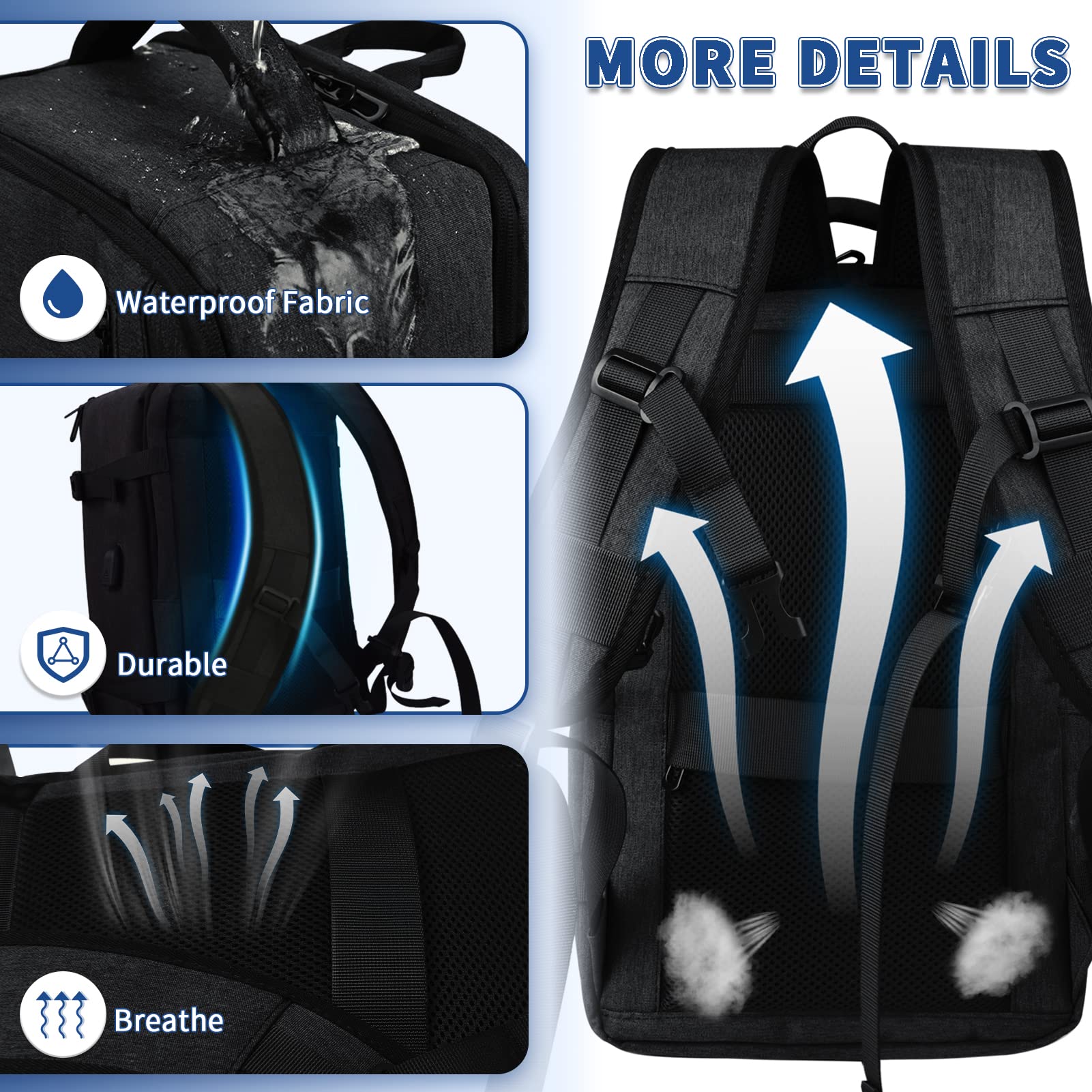 Leyrica Zaino da Viaggio per Ryanair/Wizzair 40x20x25 Bagaglio a Mano Unisex Borse da Cabina Zaino per Laptop Casual Zaino Università/Lavoro Impermeabile