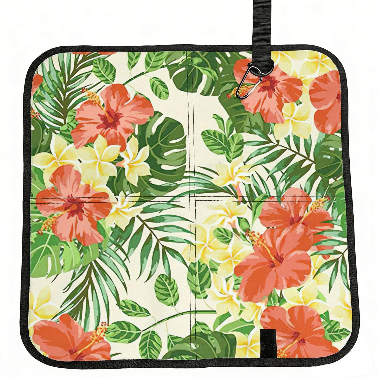 PPHGUT Hojas Tropicales Y Flores Print Foldable Seat Cushion Waterproof Portable Chair Pad Travel Outdoor Picnic Camping