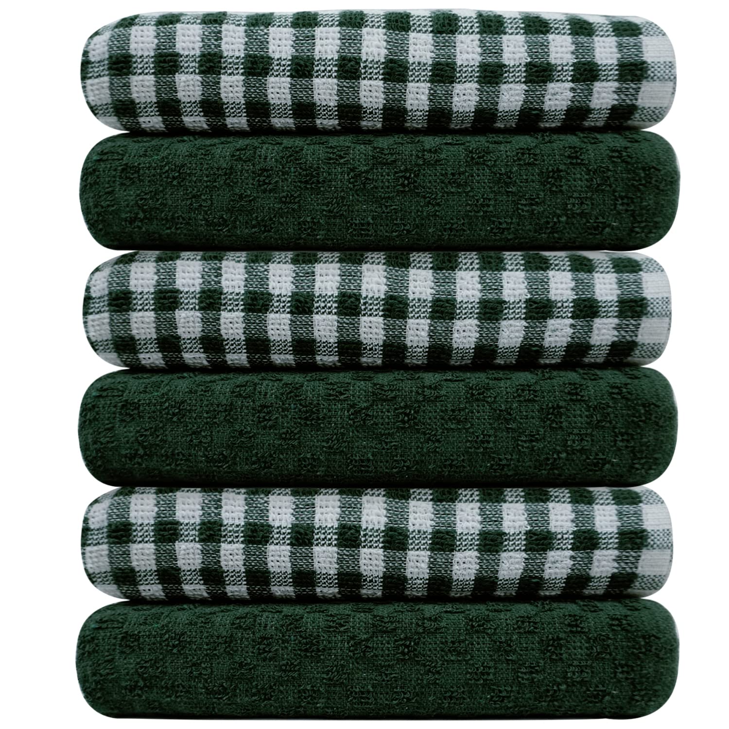 Casabella Green. Pack Of Terry Towelling Cotton Kitchen Tea Towels. Soft Kitchen Tea Towels Set, Highly Absorbent Dish Towels & Bar Towels Unbeatable Price (6 Pieces Set, Green) Size 6