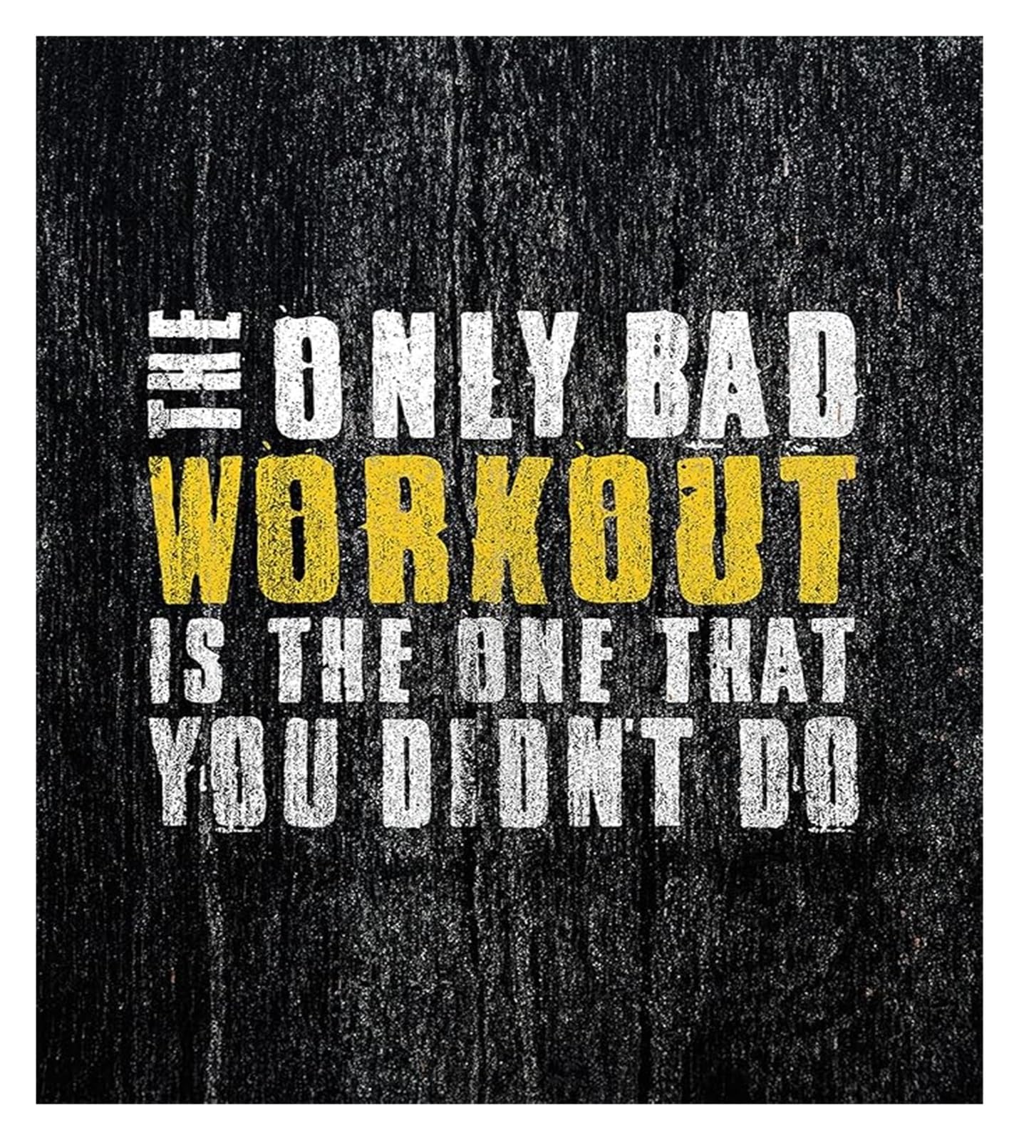 LLBOGRGGN Workout Inspirational Wall Decor: The Only Bad Workout Quote Typography Art Print, Black Background Poster for Home Gym(Unframed,16x24inch(40x60cm))